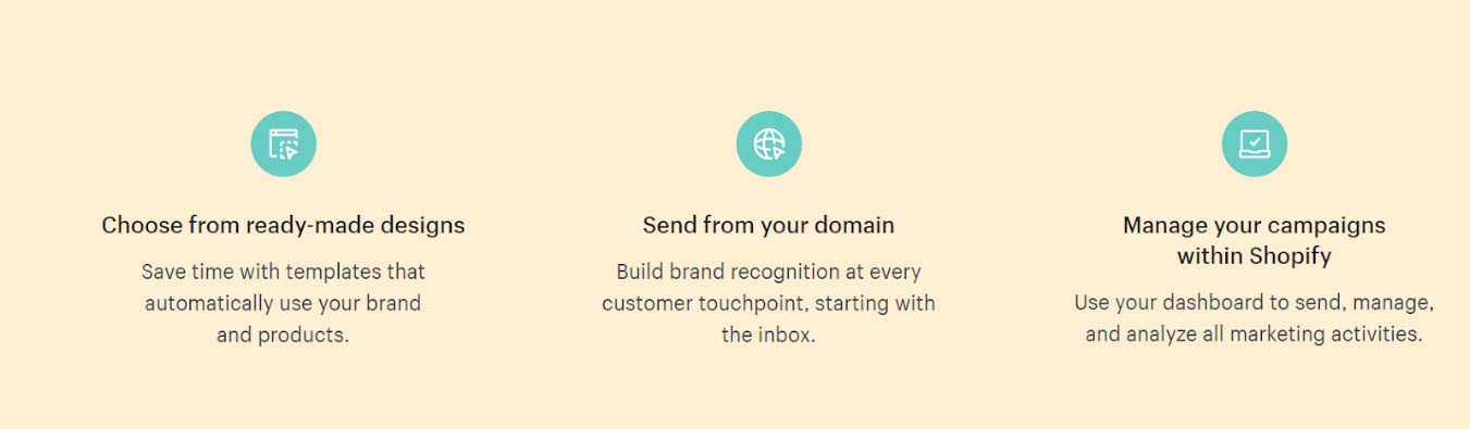 Shopify email feature list