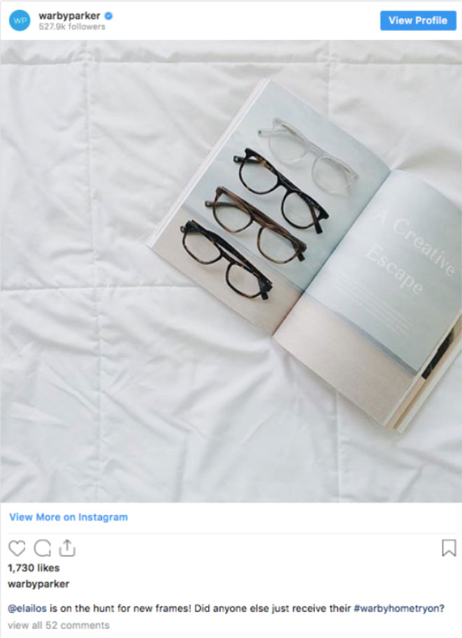 Warby parker instagram post