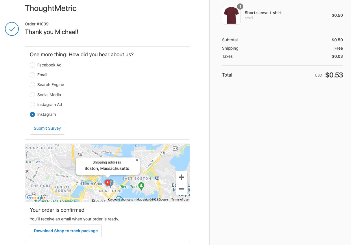 ThoughtMetric Ecommerce Marketing Analytics Screenshot